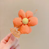 5#pure color flower ponytail clip-dark orange