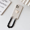 Straight edge imitation liquid - love - black chain - white / iphone 12promax