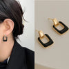 Temperament dripping oil square earrings black
