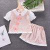 Red short sleeve 3 bow skirt / 73