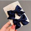 Bowknot hair clip - [navy blue pair]