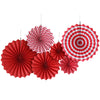 Red striped paper fan flower / 40cm, 30cm, 20cm each 2