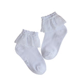 Children's socks spring and autumn pure cotton girls' baby socks lace princess wind wave mid-tube socks children's lace socks