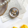 Gold ring bracket-bowknot-grain bottom-silver