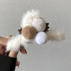 1# mink fluff ball plush claw clip-off-white