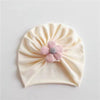 Beige-small pink flower indian tire hat / 5 months to 18 months elastic 38-46cm