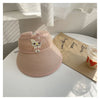 Pink cat head empty straw hat / 2-8 years old head circumference 47-54cm