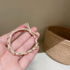 5#rhinestone braided rubber band-off-white