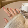 M1403【white heart ring】 / adjustable opening