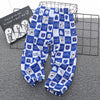Blue and white plaid bear / 120cm