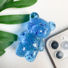 Bear bracket - silver foil - sapphire blue