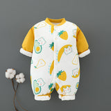 Baby cotton clothes baby jumpsuit autumn and winter thickened quilted baby clothes newborn winter suit pajamas
