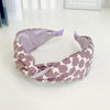 Purple printed small floral cross headband