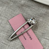 Silver hollow duckbill - rhinestone heart