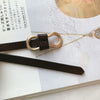 Bilateral round gold buckle dark coffee