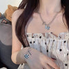 M1356【checkerboard heart necklace】
