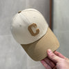 Khaki peaked cap c letter stitching / (54-58cm) adjustable