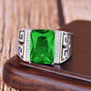 Green stone square ring / adjustable opening