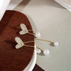 Love pearl tassel stud earrings