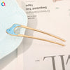 Alloy drip oil u-shaped hairpin-wave blue / qiyue factory direct sales