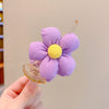 4#pure color flower ponytail clip-purple