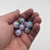 Hand-painted beads - ladybug - light purple