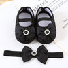 Pearl buckle bow black + hair band / 11 yards inner length 10.5cm