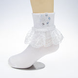 Girls socks girls white dance lace socks spring and autumn combed cotton breathable baby baby cotton socks