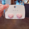Pink heart stud earrings