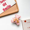Leather stand - bow tie bear - pink