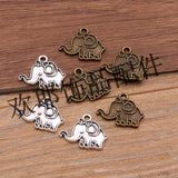 2 colors 15*18MM bowknot baby elephant pendant animal charm zinc alloy jewelry accessories DIY accessories