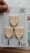 3 packs of u-shaped colorful sticky hooks