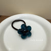 5#crystal transparent flower rubber band-hole blue