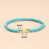 Blue pine beige bead bead bracelet / 4+6mm