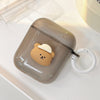 Headphone cover - white hat bear - with white circle - through gray / airpods 1/2 generation