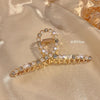 02 large gold cross pearl rhinestone hair clip