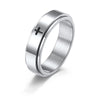 Silver - cross spin ring (6mm) / number 5