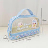 Portable double layer transparent pencil case - blue bunny