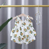 White floral suspender dress/shorts/hairband / 80 cm