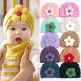 European and American winter new baby warm flower knitted hat children's multi-color cute woolen hat girls hat
