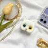 3d white cat head bracket - gold blue