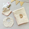 Pink flower bath towel + square towel + saliva towel