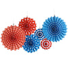 Red and blue polka dot paper fan flower / 40cm, 30cm, 20cm each 2
