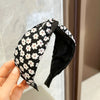 Black printed floral cross headband