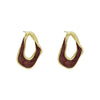 Irregular dripping oil earrings wine red