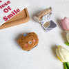 Flip mirror stand - plush ice cream bear head - dark brown