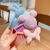Children's sequin hair comb bangs broken hair finishing without hurting hair insert comb little girl cute hair card baby princess jewelry