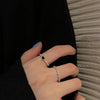Black zircon heart ring [2 pieces] / adjustable opening