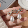 Zircon pearl stud earrings