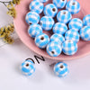 White + sky blue plaid / 16mm button